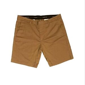Alfani Men's 36 Stretch Brown Khaki Shorts Classic Fit Shorts Flat Casual B23#1